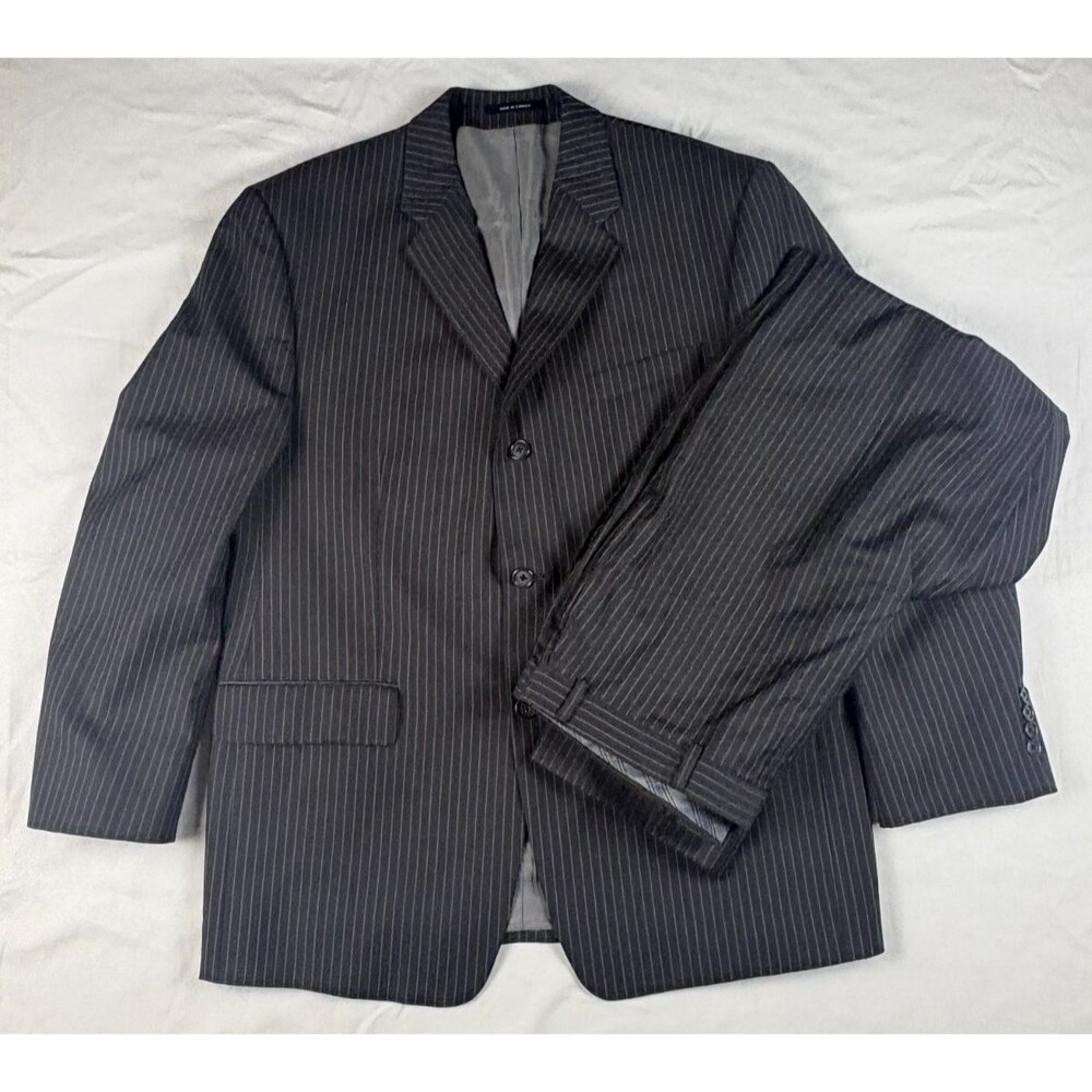 Vintage 1998 Calvin Klein Gray Pinstripe 100% Wool Suit 42S 36x30 Union Canada